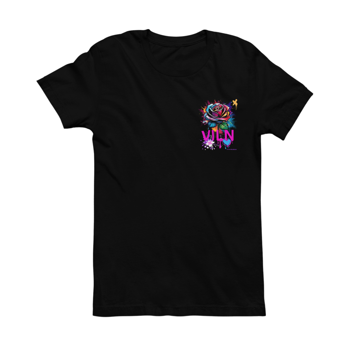 Viln Distorted Rose Graphic crew neck t-shirt (Black)