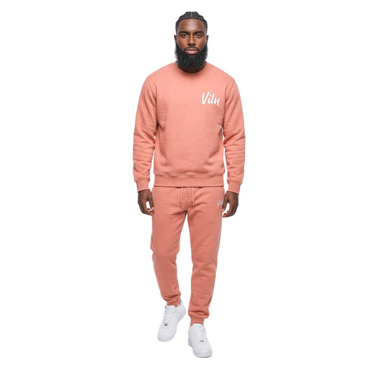 VILN Signature Crewneck Sweatsuit (Salmon)