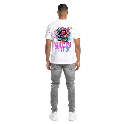 Viln Distorted Rose Graphic crew neck t-shirt (white)