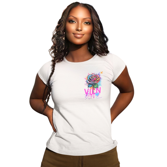 Viln Distorted Rose Graphic crew neck t-shirt (white)